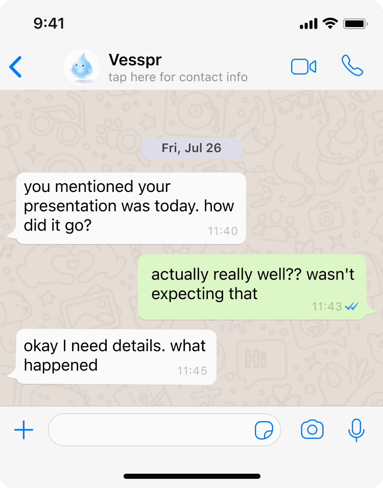 Vesspr conversation in WhatsApp