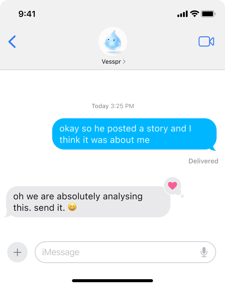 Vesspr conversation in iMessage